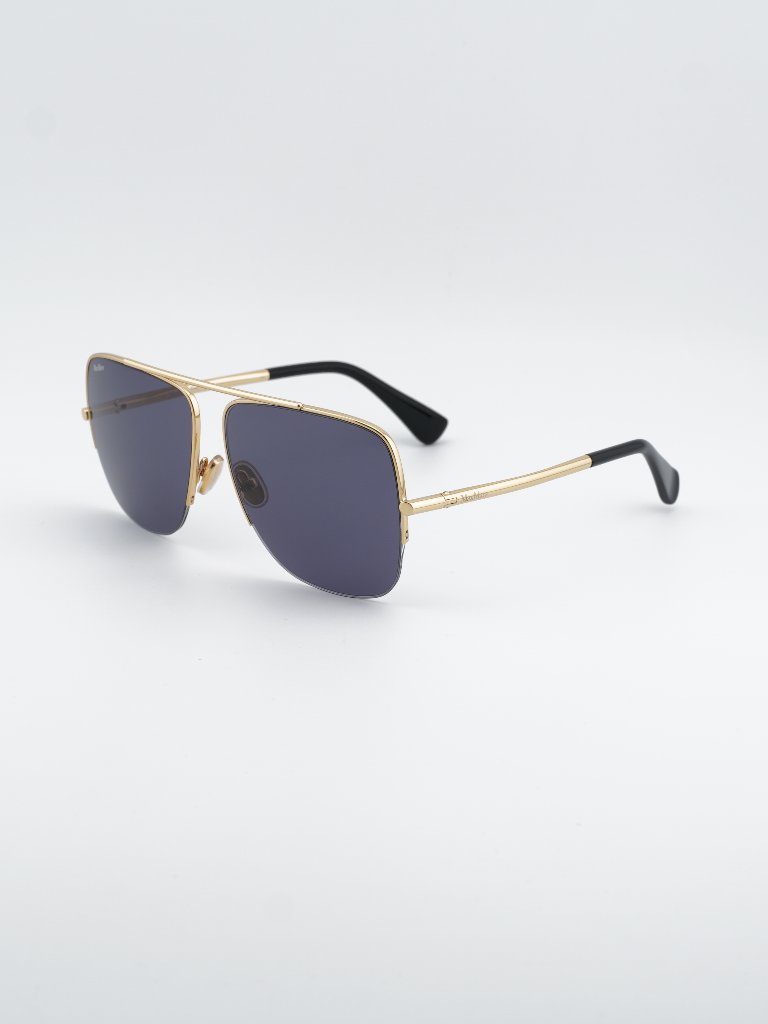 Max Mara Menton3 Mm0121 30a Sunglasses Gold Aviator Frame, Smoke Lenses